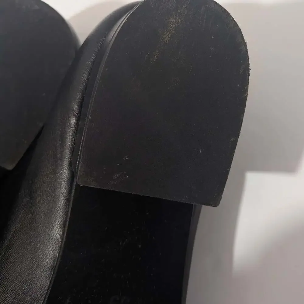 Avellini Black Leather Slip-on Pointed Toe Snake Print Loafers 859P Size 39